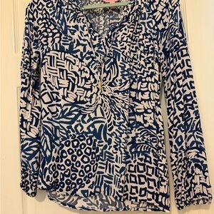 Lilly Pulitzer Blue and White Patterned Blouse